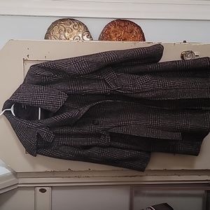 Brown plaid belted trench